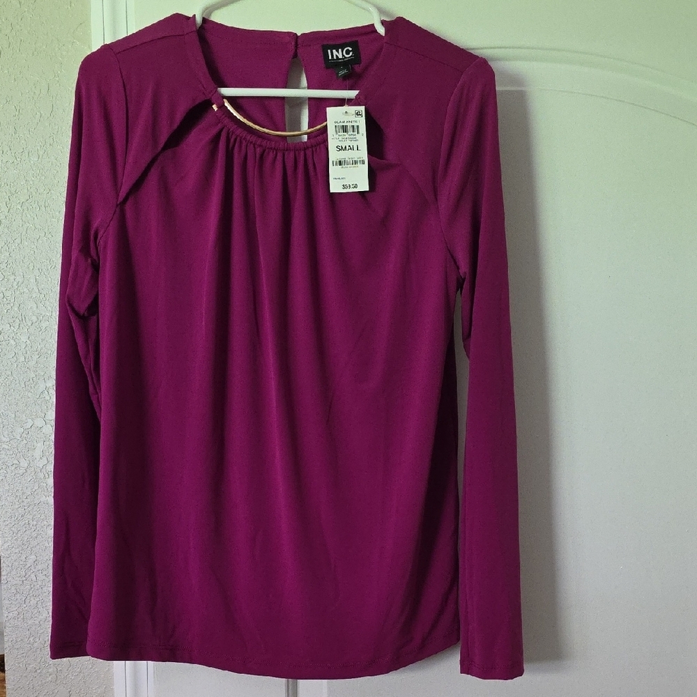 INC International Concepts Pink Long Sleeve Blouse